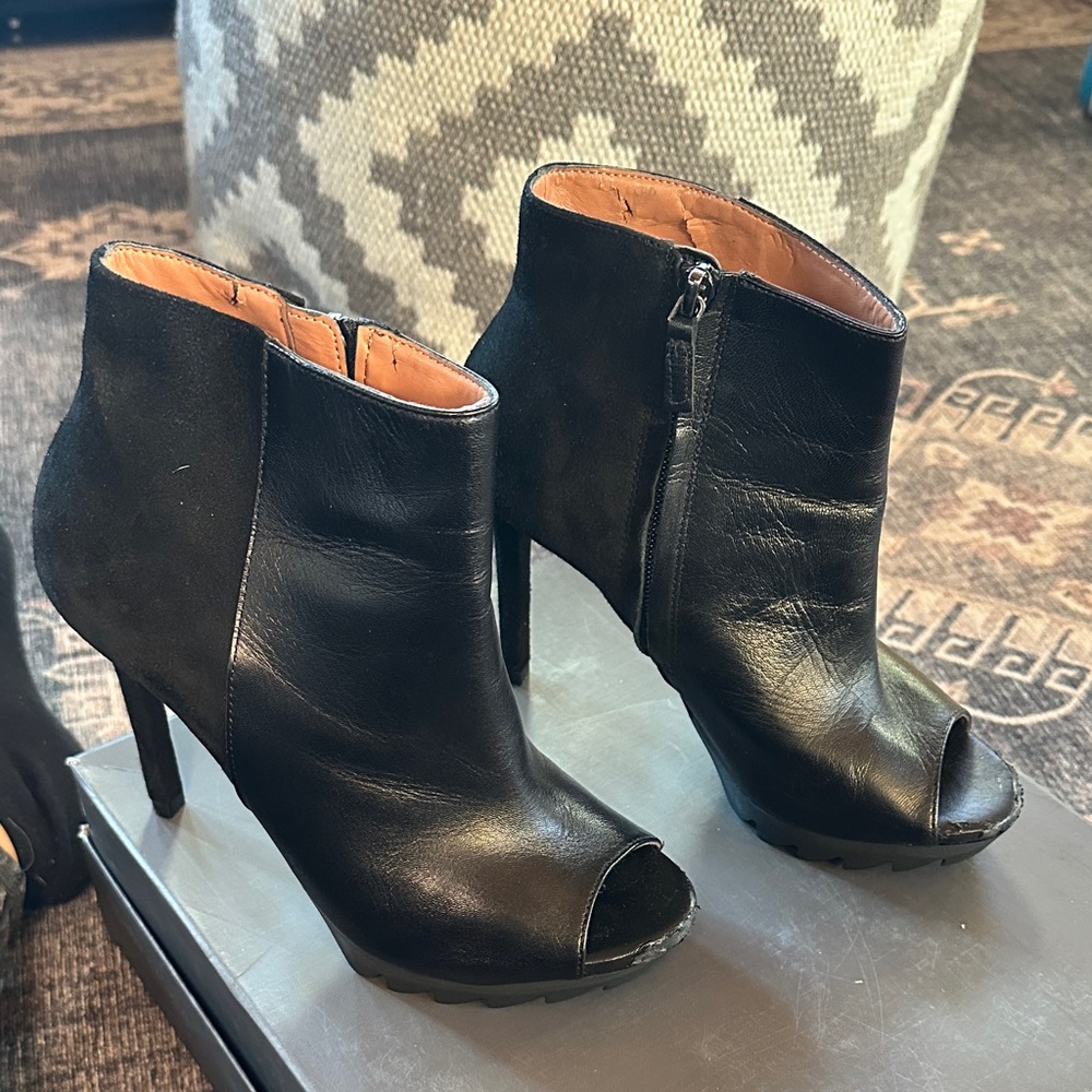 BCBGMaxAzria Black Peep-Toe Heeled Boots